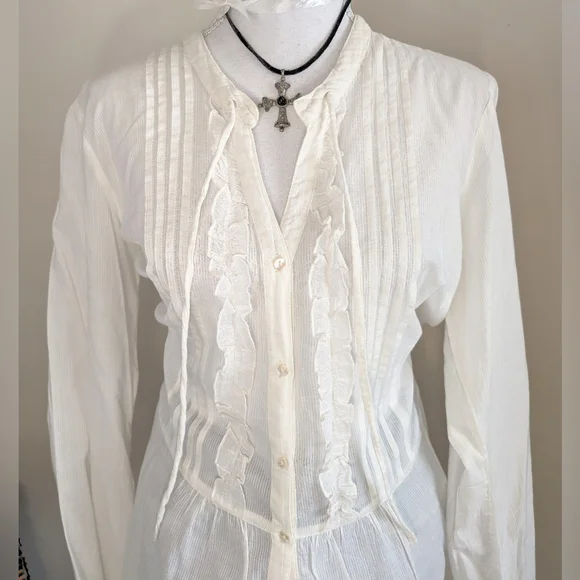 Cottagecore Cotton Tunic With Ruffles - Picture 4 of 15